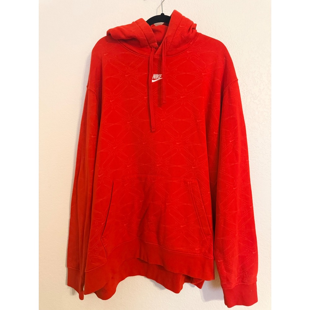 Nike Mens Red Monogram Swoosh All Over Print Hoodie Tall 3XL Pullover Sweatshirt